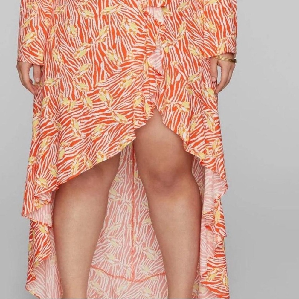 Fashion to Figure Vibrant Orange and Yellow Midi Skirt